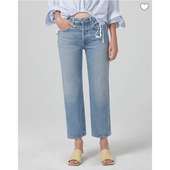 Citizens Of Humanity Emery Crop Denim Jeans Size 26 Button Fly Medium Wash - Picture 1 of 7